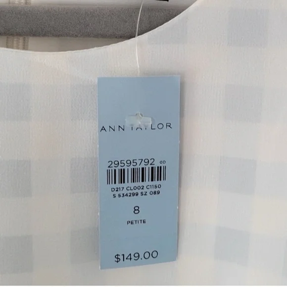 NWT Ann Taylor Checkered Pleated Overlay Dress Petite 8P - Picture 6 of 12